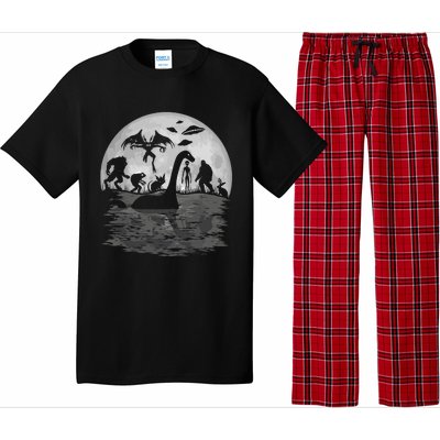 Bigfoot Loch Ness Monster Mothman And Aliens Funny Cryptid Pajama Set