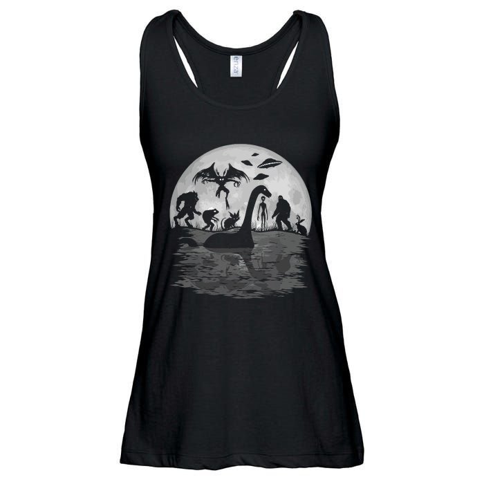 Bigfoot Loch Ness Monster Mothman And Aliens Funny Cryptid Ladies Essential Flowy Tank