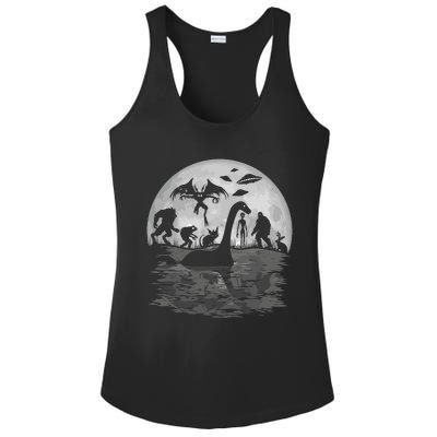 Bigfoot Loch Ness Monster Mothman And Aliens Funny Cryptid Ladies PosiCharge Competitor Racerback Tank