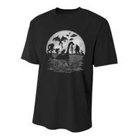 Bigfoot Loch Ness Monster Mothman And Aliens Funny Cryptid Youth Performance Sprint T-Shirt