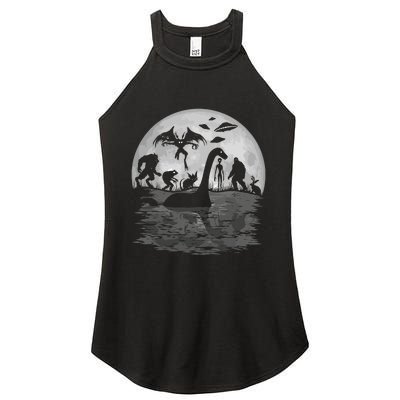 Bigfoot Loch Ness Monster Mothman And Aliens Funny Cryptid Women's Perfect Tri Rocker Tank