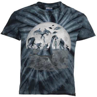 Bigfoot Loch Ness Monster Mothman And Aliens Funny Cryptid Kids Tie-Dye T-Shirt