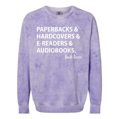 Book Lovers Names Paperbacks Hardcovers EReaders Audios Gift Colorblast Crewneck Sweatshirt