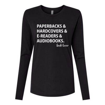 Book Lovers Names Paperbacks Hardcovers EReaders Audios Gift Womens Cotton Relaxed Long Sleeve T-Shirt