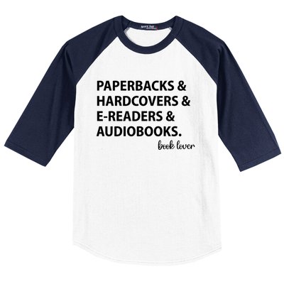 Book Lovers Names Paperbacks Hardcovers EReaders Audios Gift Baseball Sleeve Shirt