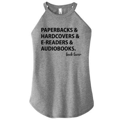 Book Lovers Names Paperbacks Hardcovers EReaders Audios Gift Women’s Perfect Tri Rocker Tank