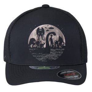 Bigfoot Loch Ness Monster Mothman And Aliens! Funny Cryptid Flexfit Unipanel Trucker Cap