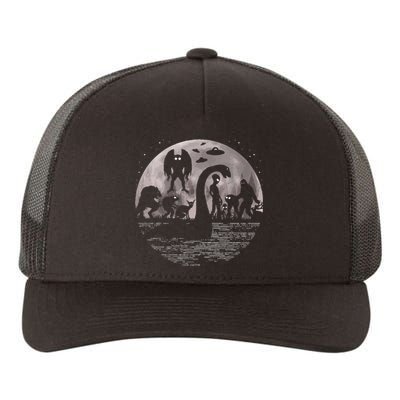 Bigfoot Loch Ness Monster Mothman And Aliens! Funny Cryptid Yupoong Adult 5-Panel Trucker Hat