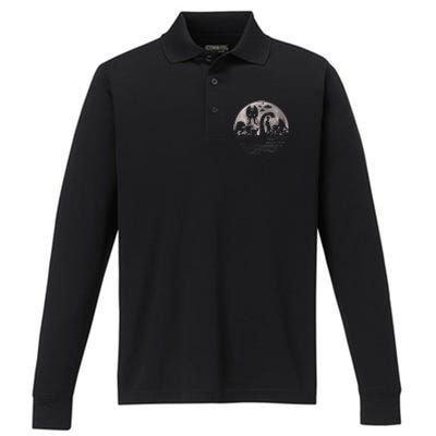 Bigfoot Loch Ness Monster Mothman And Aliens! Funny Cryptid Performance Long Sleeve Polo