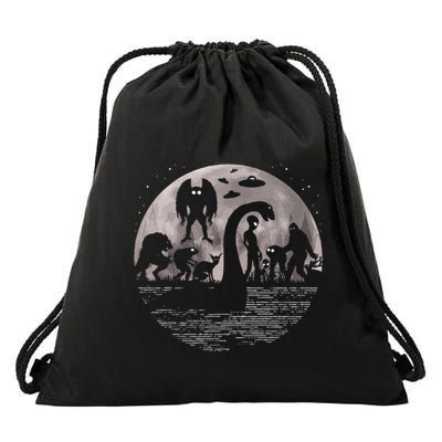 Bigfoot Loch Ness Monster Mothman And Aliens! Funny Cryptid Drawstring Bag