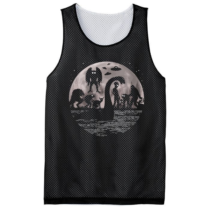 Bigfoot Loch Ness Monster Mothman And Aliens! Funny Cryptid Mesh Reversible Basketball Jersey Tank