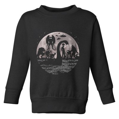 Bigfoot Loch Ness Monster Mothman And Aliens! Funny Cryptid Toddler Sweatshirt