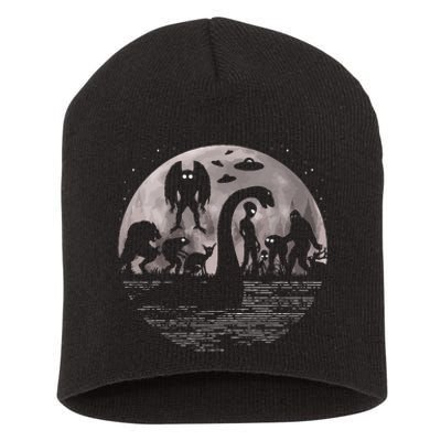 Bigfoot Loch Ness Monster Mothman And Aliens! Funny Cryptid Short Acrylic Beanie