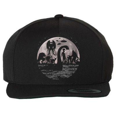 Bigfoot Loch Ness Monster Mothman And Aliens! Funny Cryptid Wool Snapback Cap