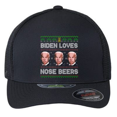 Biden Loves Nose Beers Funny Ugly Christmas Sweater Cute Gift Flexfit Unipanel Trucker Cap