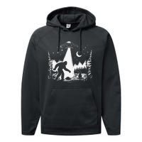 Bigfoot Loch Ness Monster & Ufo Alien Spaceship Performance Fleece Hoodie