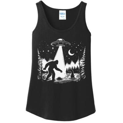 Bigfoot Loch Ness Monster & Ufo Alien Spaceship Ladies Essential Tank