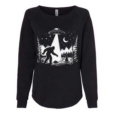 Bigfoot Loch Ness Monster & Ufo Alien Spaceship Womens California Wash Sweatshirt