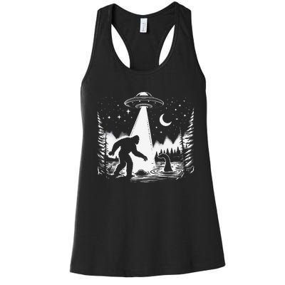 Bigfoot Loch Ness Monster & Ufo Alien Spaceship Women's Racerback Tank