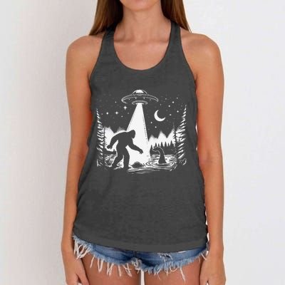 Bigfoot Loch Ness Monster & Ufo Alien Spaceship Women's Knotted Racerback Tank