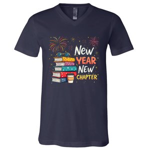 Book Lover New Year New Chapter Happy New Year 2025 V-Neck T-Shirt