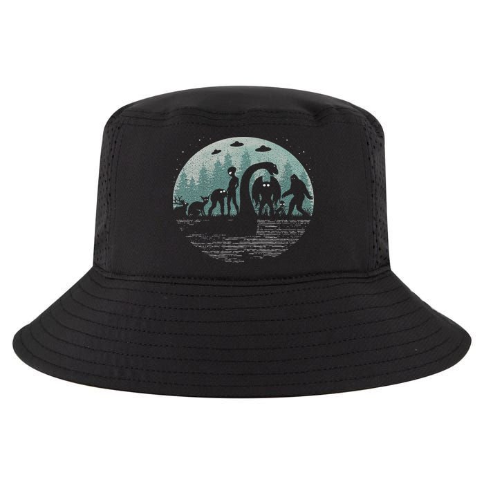 Bigfoot Loch Ness Monster With Mothman Aliens! Funny Cryptid Cool Comfort Performance Bucket Hat