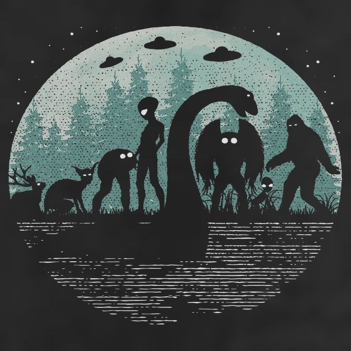 Bigfoot Loch Ness Monster With Mothman Aliens! Funny Cryptid Cool Comfort Performance Bucket Hat