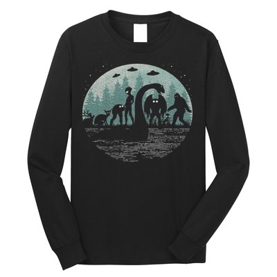 Bigfoot Loch Ness Monster With Mothman Aliens! Funny Cryptid Long Sleeve Shirt