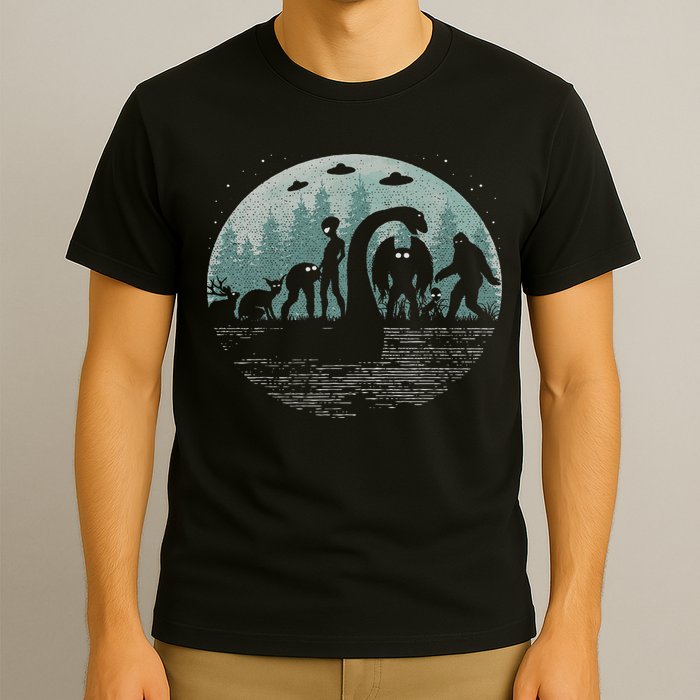 Bigfoot Loch Ness Monster With Mothman Aliens! Funny Cryptid T-Shirt