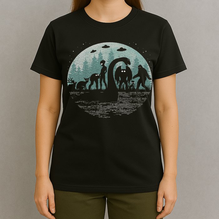 Bigfoot Loch Ness Monster With Mothman Aliens! Funny Cryptid T-Shirt