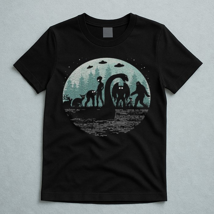 Bigfoot Loch Ness Monster With Mothman Aliens! Funny Cryptid T-Shirt