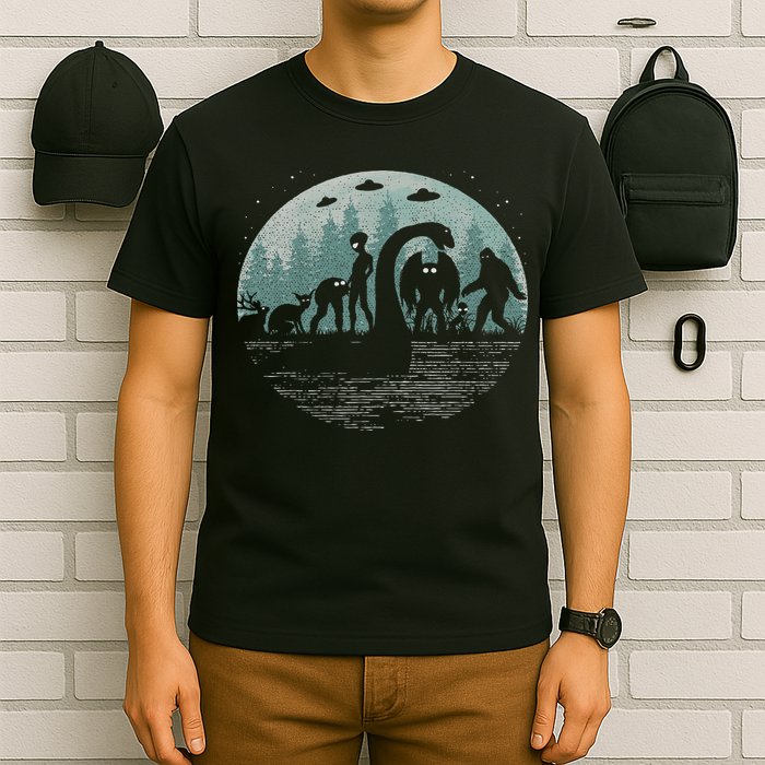 Bigfoot Loch Ness Monster With Mothman Aliens! Funny Cryptid T-Shirt