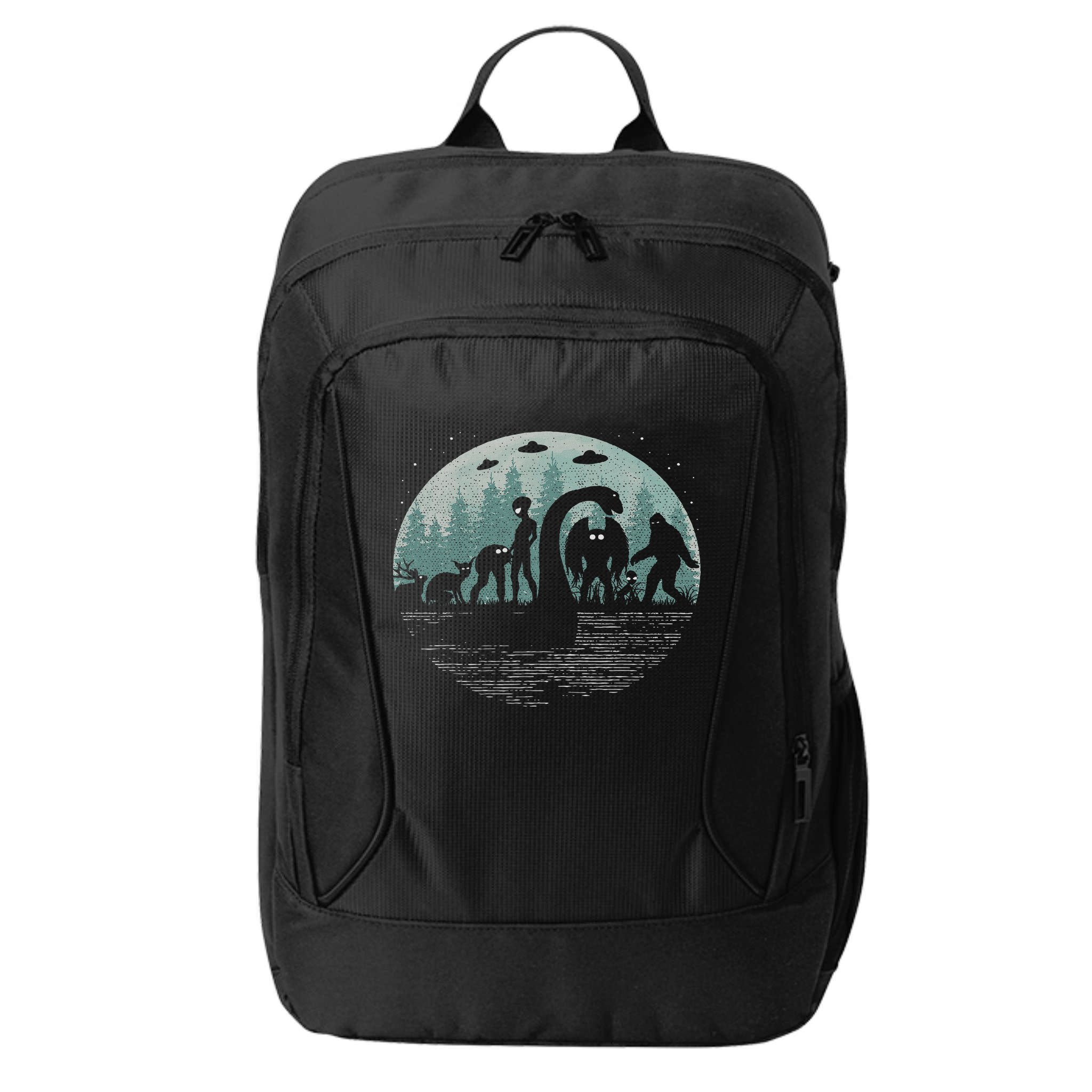 Bigfoot Loch Ness Monster With Mothman Aliens! Funny Cryptid City Backpack