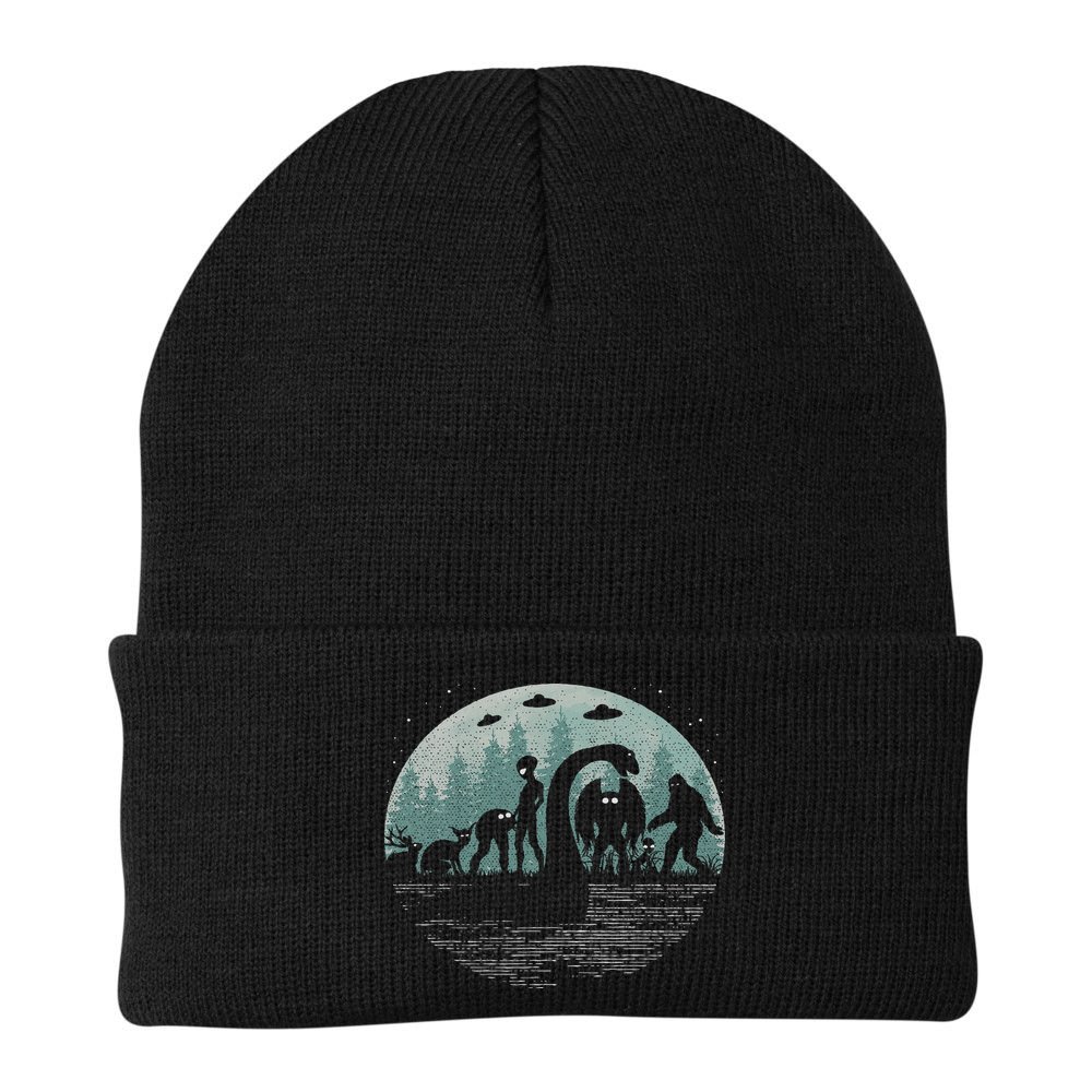 Bigfoot Loch Ness Monster With Mothman Aliens! Funny Cryptid Beanie