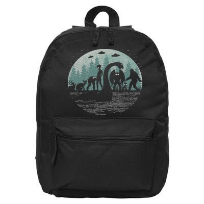 Bigfoot Loch Ness Monster With Mothman Aliens! Funny Cryptid 16 in Basic Backpack