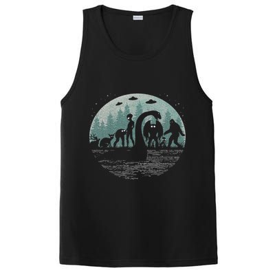 Bigfoot Loch Ness Monster With Mothman Aliens! Funny Cryptid PosiCharge Competitor Tank