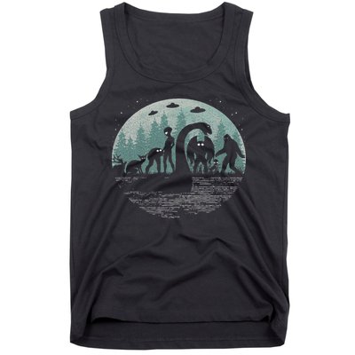 Bigfoot Loch Ness Monster With Mothman Aliens! Funny Cryptid Tank Top