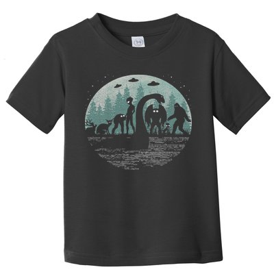 Bigfoot Loch Ness Monster With Mothman Aliens! Funny Cryptid Toddler T-Shirt