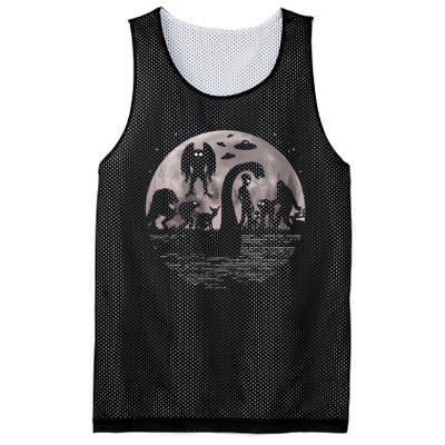 Bigfoot Loch Ness Monster Mothman And Aliens! Funny Cryptid Mesh Reversible Basketball Jersey Tank