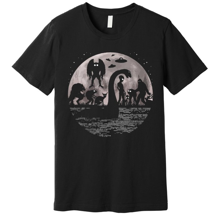 Bigfoot Loch Ness Monster Mothman And Aliens! Funny Cryptid Premium T-Shirt