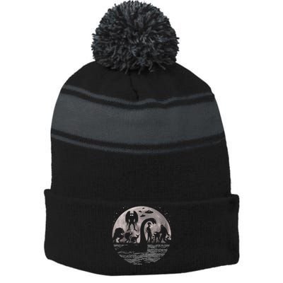 Bigfoot Loch Ness Monster Mothman And Aliens! Funny Cryptid Stripe Pom Pom Beanie