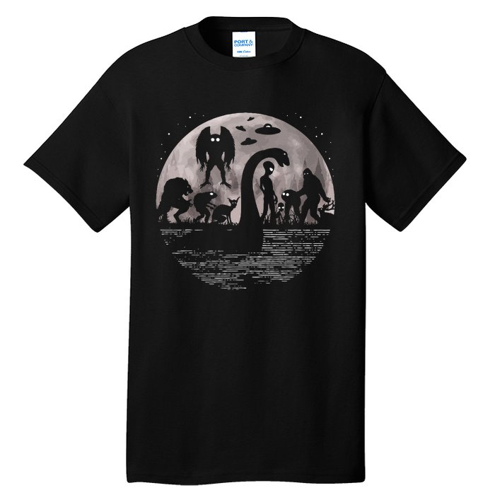 Bigfoot Loch Ness Monster Mothman And Aliens! Funny Cryptid Tall T-Shirt