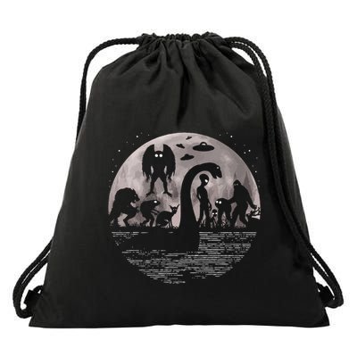 Bigfoot Loch Ness Monster Mothman And Aliens! Funny Cryptid Drawstring Bag