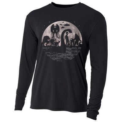 Bigfoot Loch Ness Monster Mothman And Aliens! Funny Cryptid Cooling Performance Long Sleeve Crew