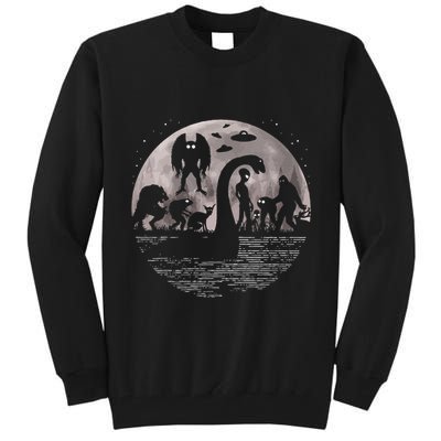Bigfoot Loch Ness Monster Mothman And Aliens! Funny Cryptid Tall Sweatshirt