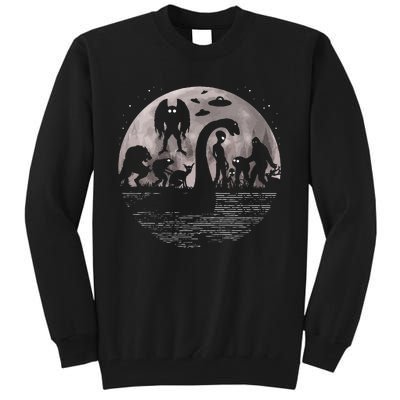 Bigfoot Loch Ness Monster Mothman And Aliens! Funny Cryptid Tall Sweatshirt