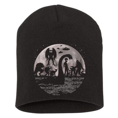 Bigfoot Loch Ness Monster Mothman And Aliens! Funny Cryptid Short Acrylic Beanie