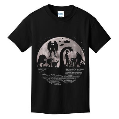 Bigfoot Loch Ness Monster Mothman And Aliens! Funny Cryptid Kids T-Shirt