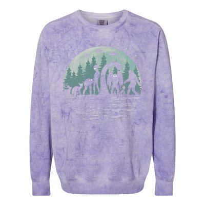 Bigfoot Loch Ness Monster With Mothman Aliens! Funny Cryptid Colorblast Crewneck Sweatshirt