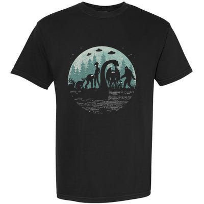 Bigfoot Loch Ness Monster With Mothman Aliens! Funny Cryptid Garment-Dyed Heavyweight T-Shirt